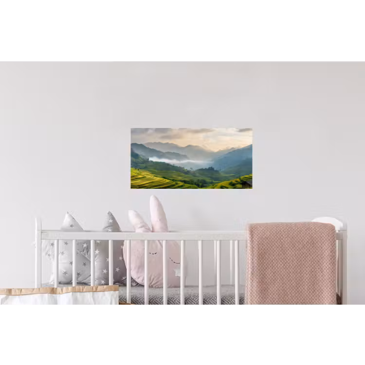 Rijstvelden - Bergen - Groen - Natuur Muursticker klein -kinderkamer