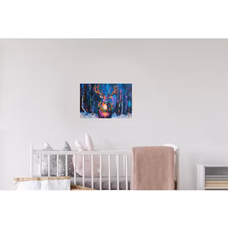 Rendier - Krans - Sprookjesachtig - Blauw Muursticker klein -kinderkamer