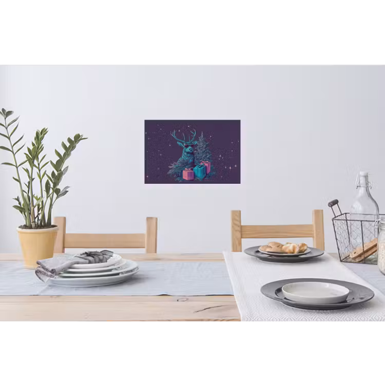 Rendier - Zonnebril - Neon - Kerstboom Muursticker klein -eettafel