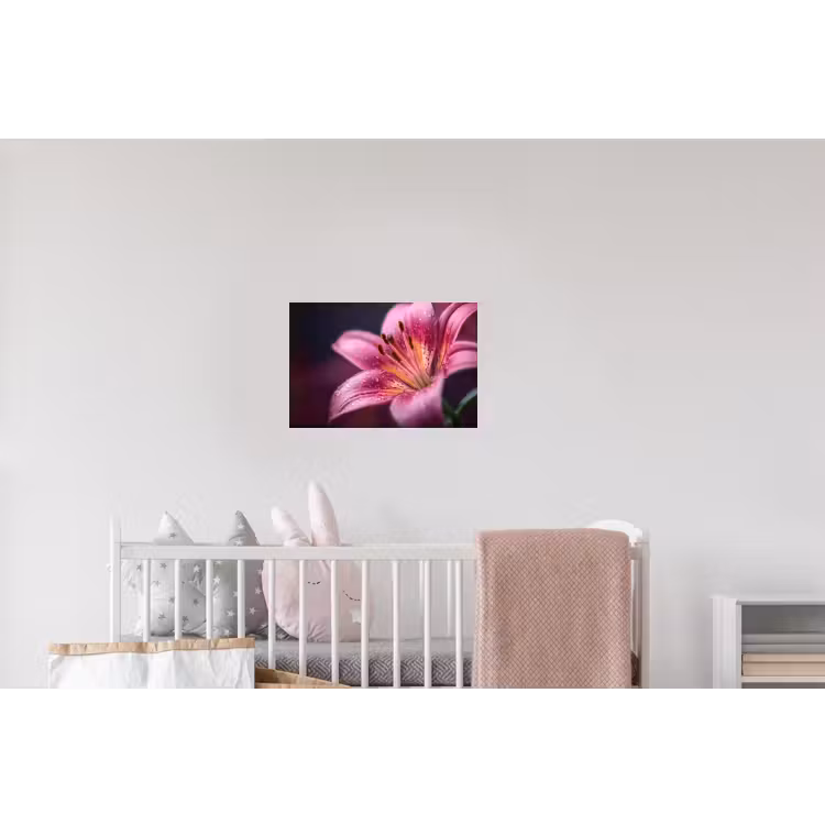 Roze - lelie - Dauwdruppels Muursticker klein -kinderkamer