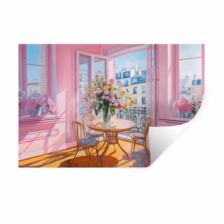 Pink - City - Bloemen Muursticker klein -3d