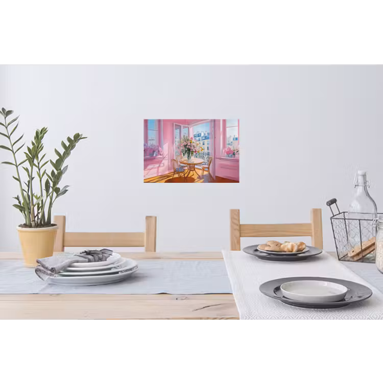 Pink - City - Bloemen Muursticker klein -eettafel