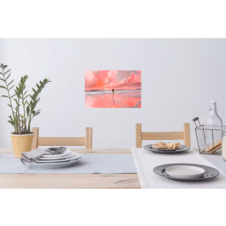 Roze - Surfen - Zee Muursticker klein -eettafel