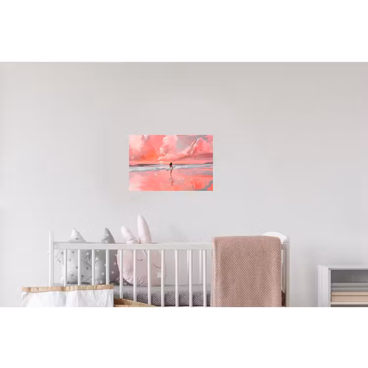 Roze - Surfen - Zee Muursticker klein -kinderkamer
