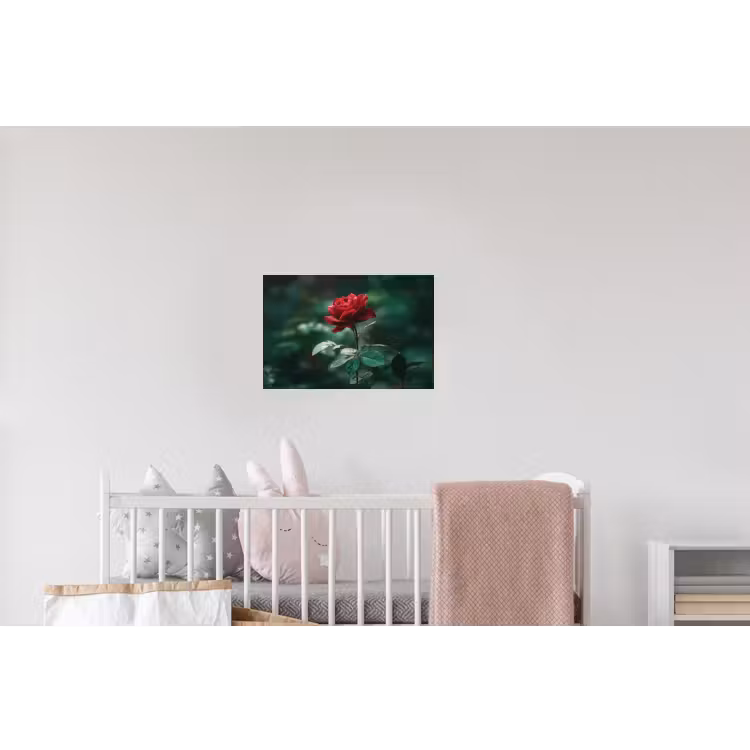 Roos - Bladeren - Dieprood Muursticker klein -kinderkamer
