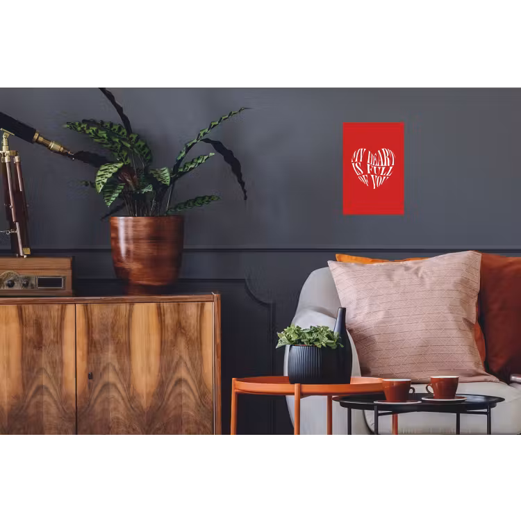 Rood - Hart- Tekst - Valentijn Muursticker klein -kamerbank