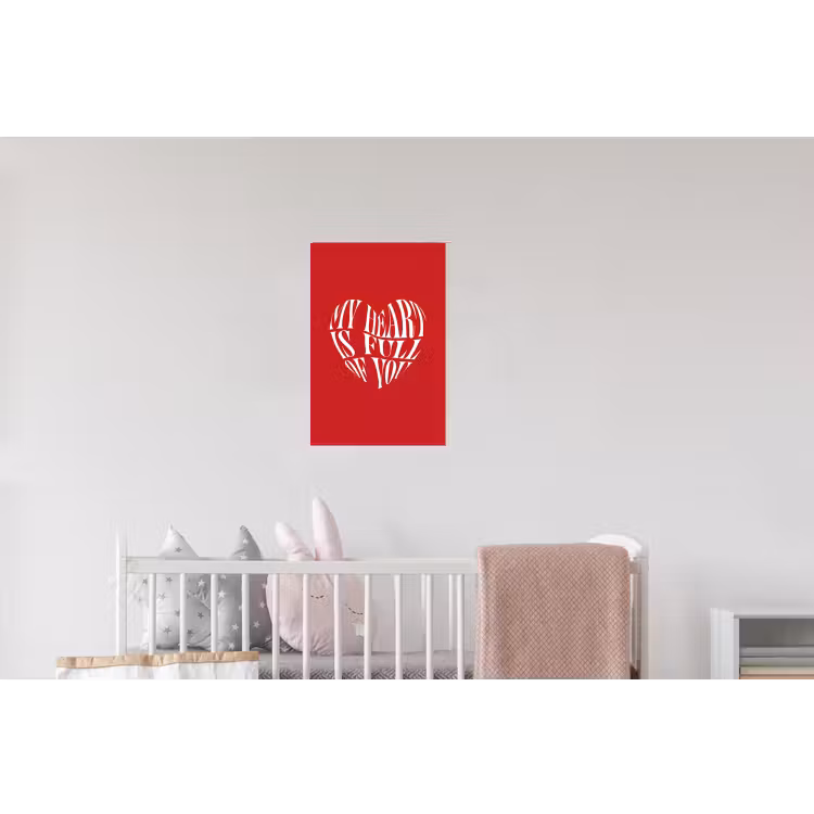 Rood - Hart- Tekst - Valentijn Muursticker klein -kinderkamer