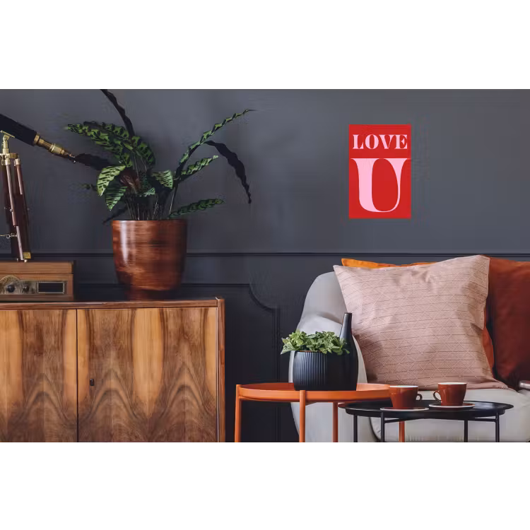 Rood - Love - Valentijn - Roze Muursticker klein -kamerbank