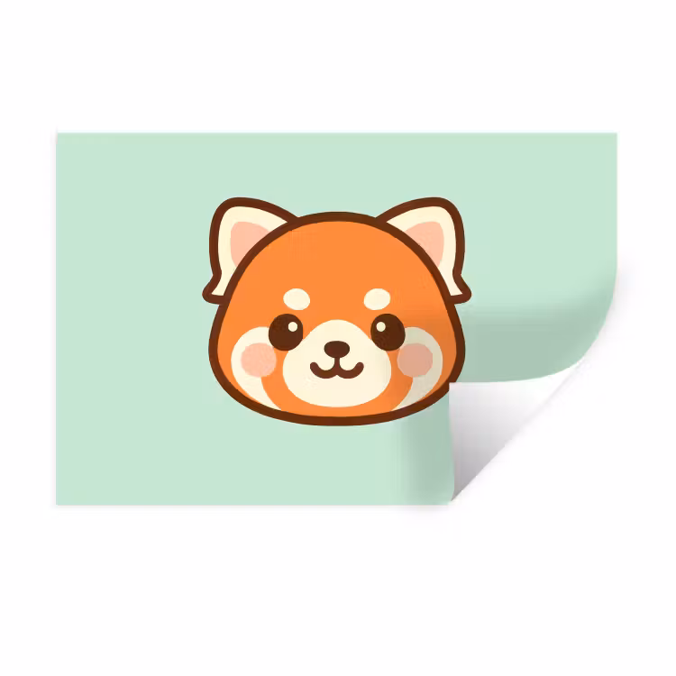 Rode panda - Groen - Cartoon Muursticker klein -3d