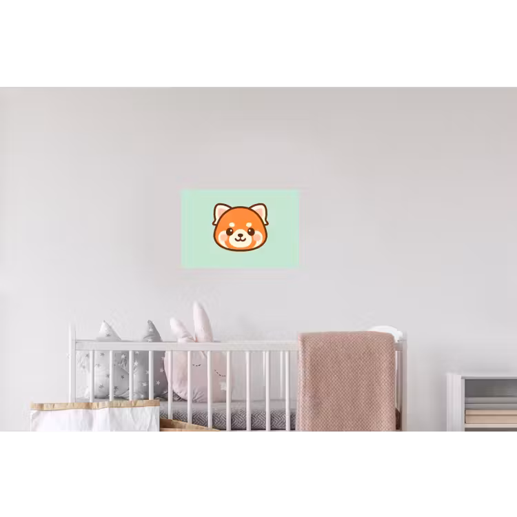 Rode panda - Groen - Cartoon Muursticker klein -kinderkamer
