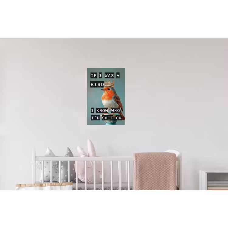 Roodborstje - Vogel - Blauw - Decoratie Muursticker klein -kinderkamer