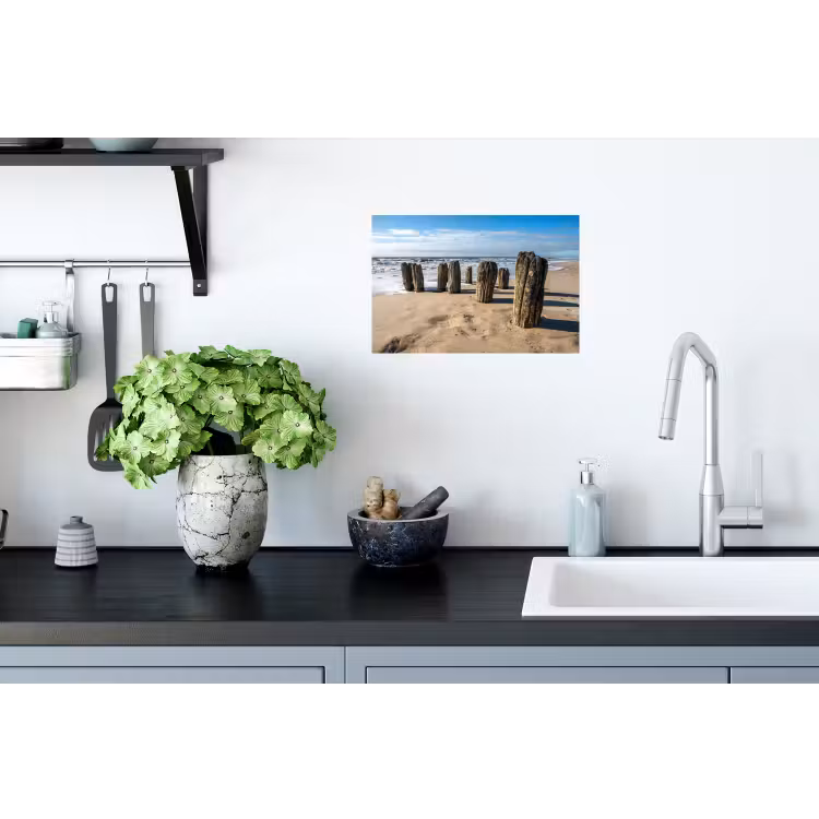 Zand - Strand - Paal - Water - Zomer Muursticker klein -keuken