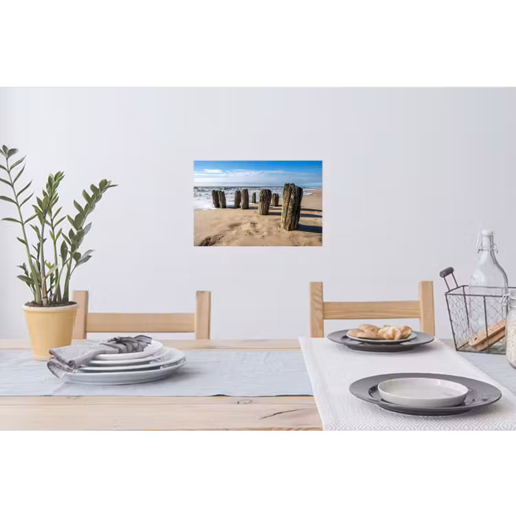 Zand - Strand - Paal - Water - Zomer Muursticker klein -eettafel
