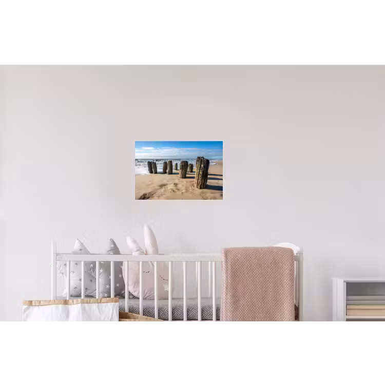 Zand - Strand - Paal - Water - Zomer Muursticker klein -kinderkamer