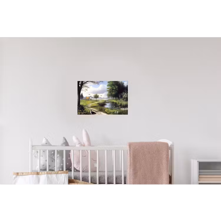 Zandpad - Groen landschap - Water Muursticker klein -kinderkamer