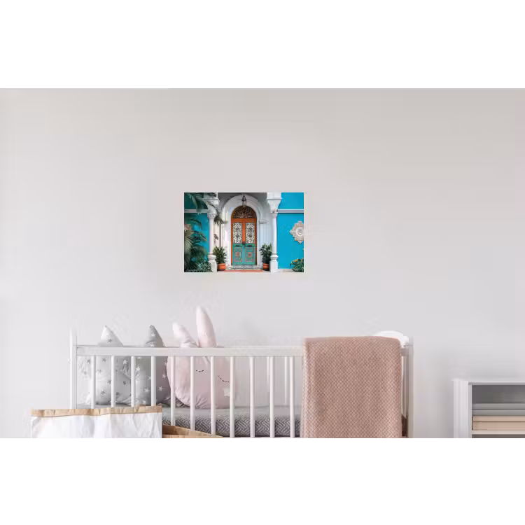 Zuilen - Sierlijke - Deur - Blauw Muursticker klein -kinderkamer