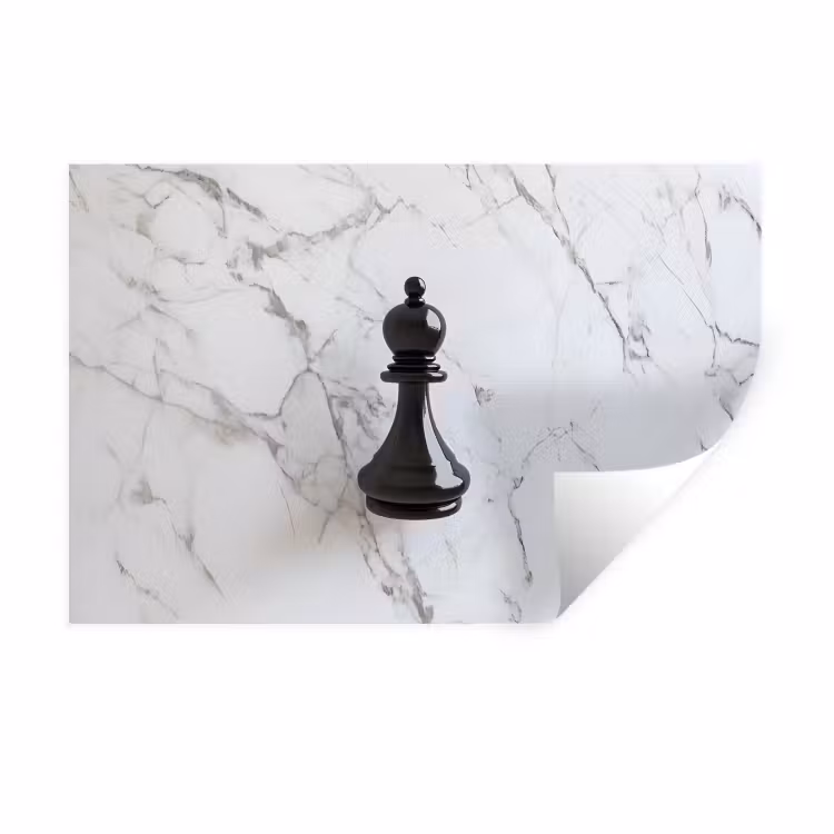 Schaakstuk - Loper - Zwart - Marmer Muursticker klein -3d