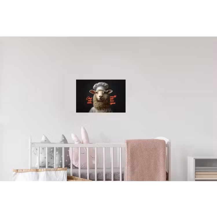 Schaap - Kokskleding - Neon - Quote Muursticker klein -kinderkamer