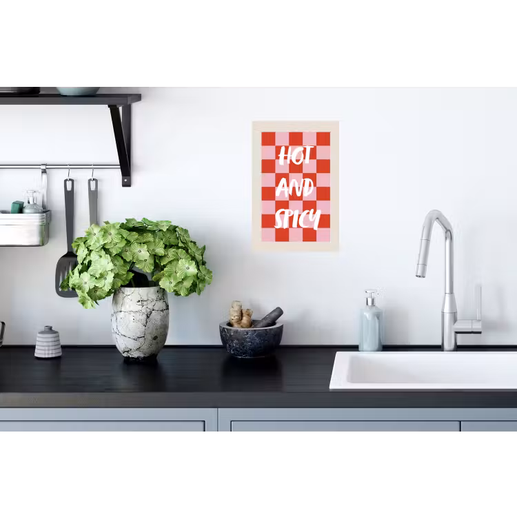 Hot - Spicy - Geruit - Rood Muursticker klein -keuken