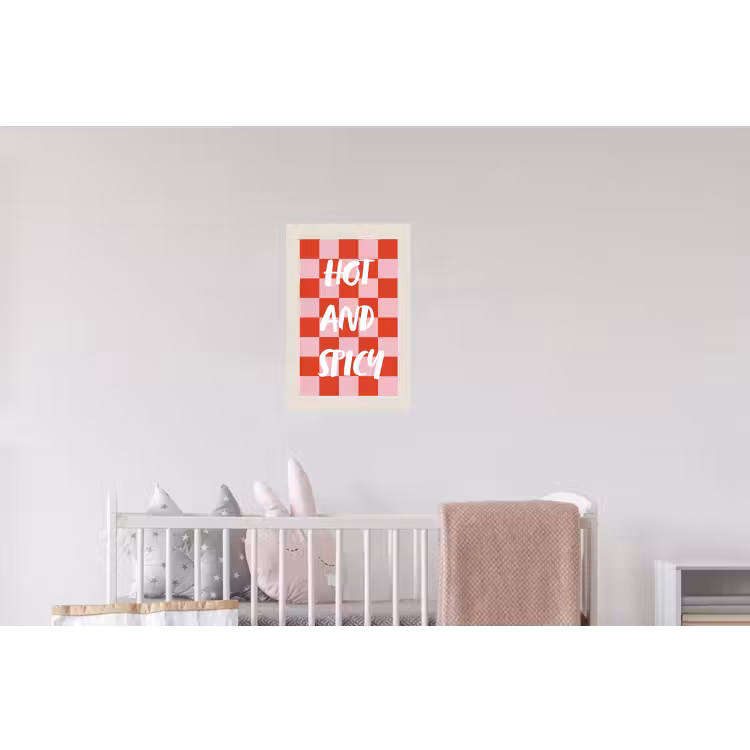 Hot - Spicy - Geruit - Rood Muursticker klein -kinderkamer