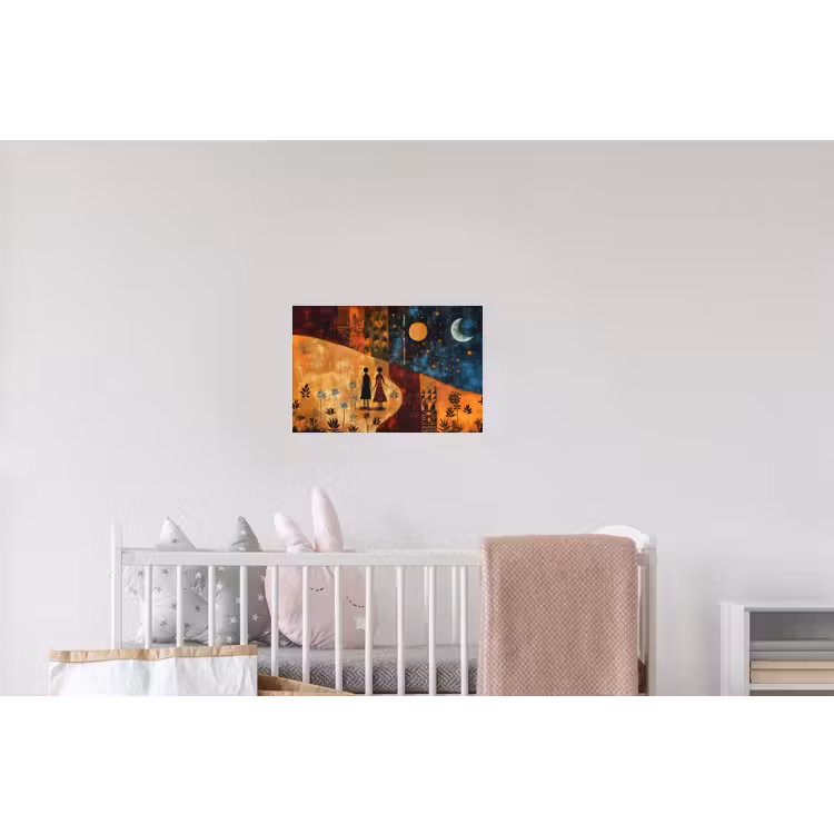 Silhouetten - Abstract - Zon - Maan Muursticker klein -kinderkamer