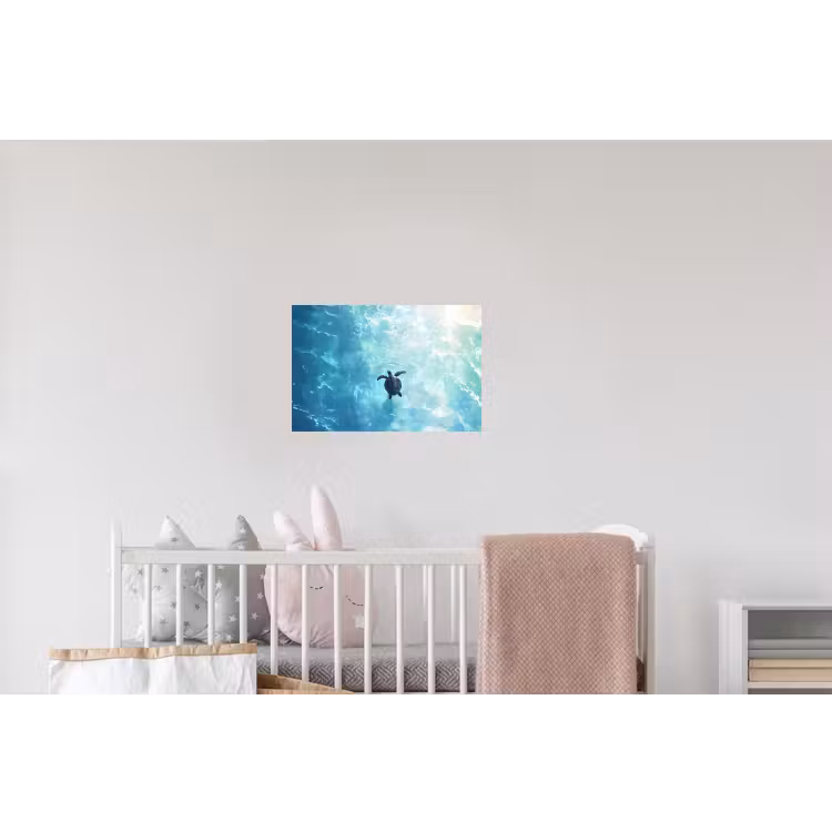 Schildpad - Zee - Blauw - Schittering Muursticker klein -kinderkamer
