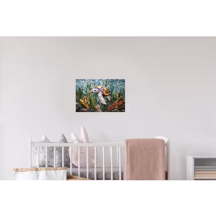 Schildpad - Zeewier - Mozaïek Muursticker klein -kinderkamer