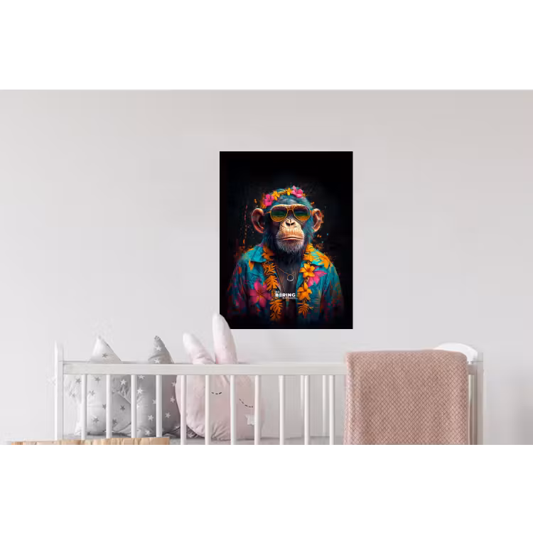Chimpansee met Hawaii blouse Muursticker klein -kinderkamer