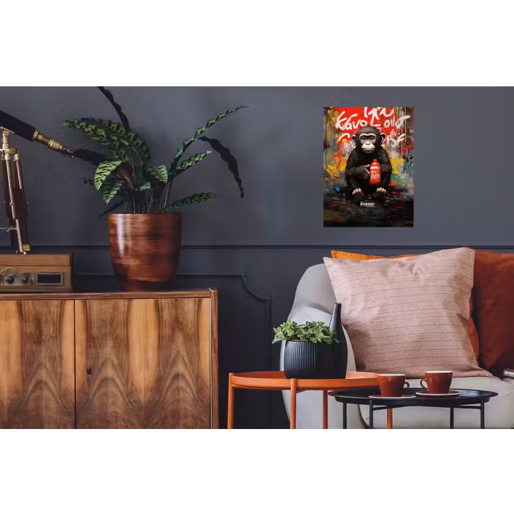Chimpansee voor graffiti muur Muursticker klein -kamerbank