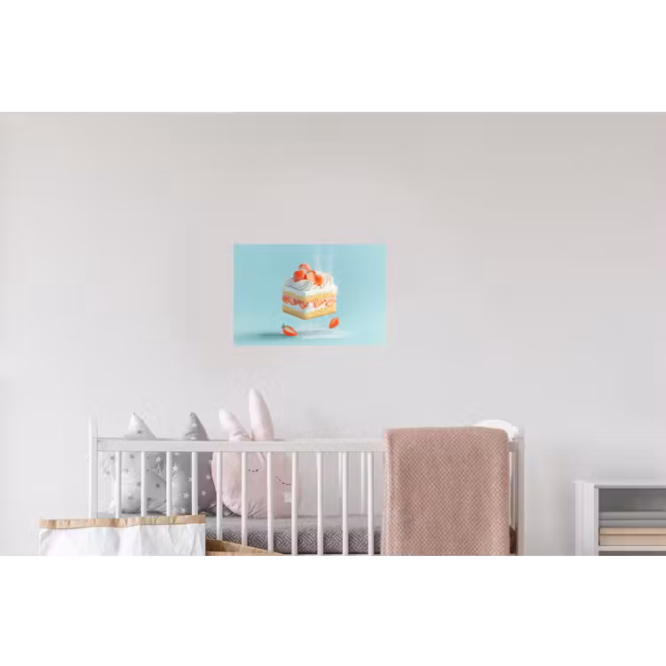 Slagroom - Taart - Blauw - Eten Muursticker klein -kinderkamer
