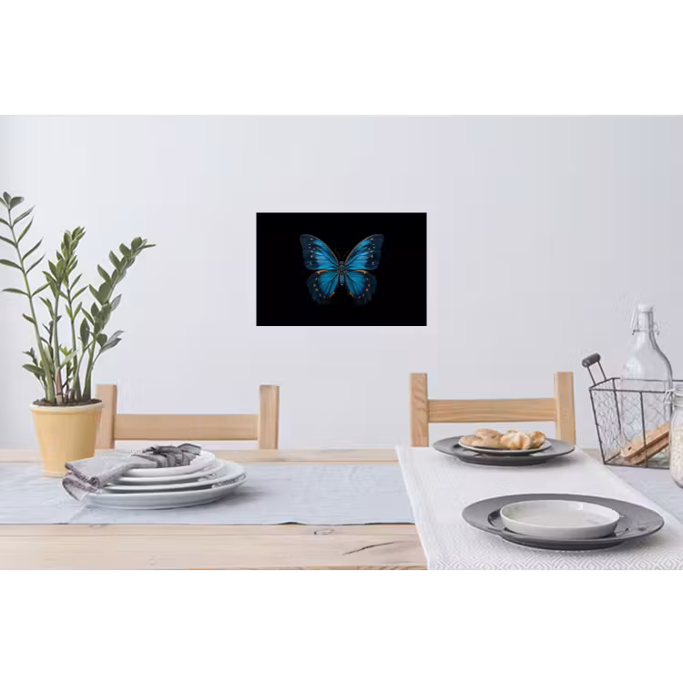 Vlinder - Blauw - Contrast Muursticker klein -eettafel