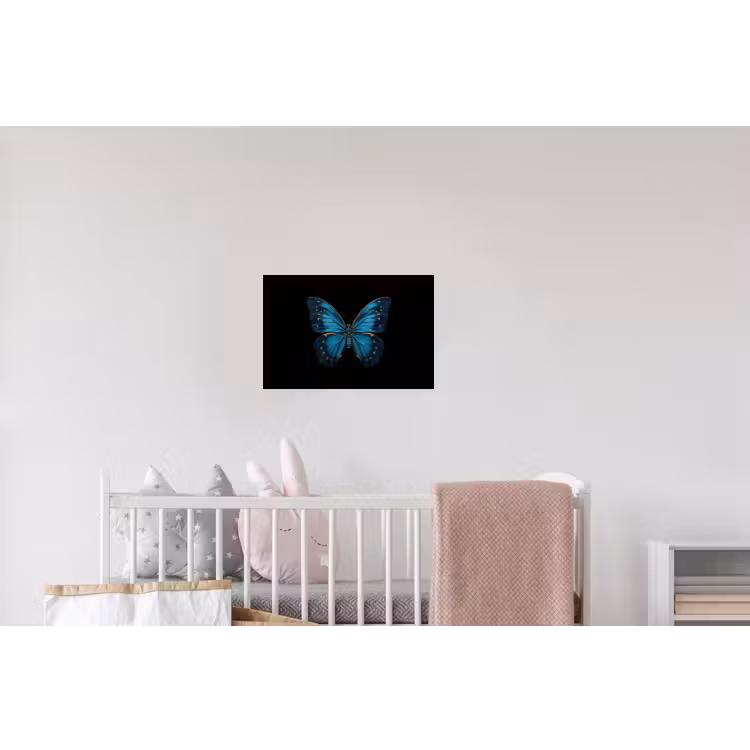Vlinder - Blauw - Contrast Muursticker klein -kinderkamer
