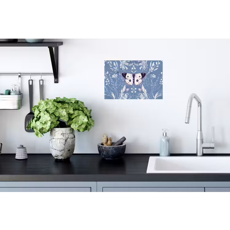Vlinder - Bloemtakken - Lichtblauw Muursticker klein -keuken