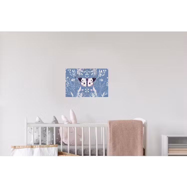 Vlinder - Bloemtakken - Lichtblauw Muursticker klein -kinderkamer