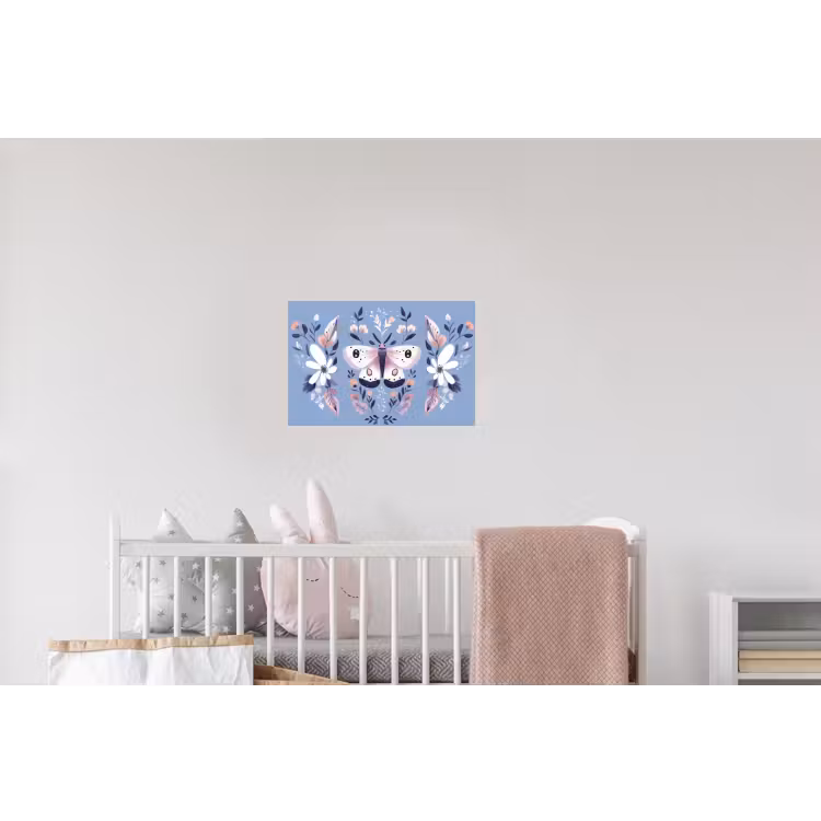 Vlinder - Vleugels - Stippen - Bloemen Muursticker klein -kinderkamer