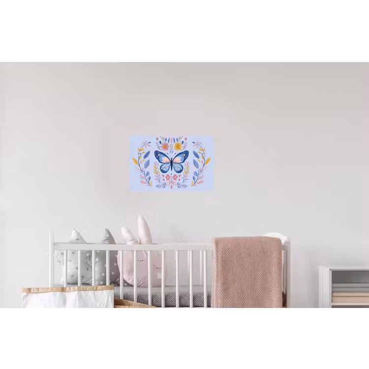 Vlinder - Lichtblauw - Sierlijk - Bloemen Muursticker klein -kinderkamer