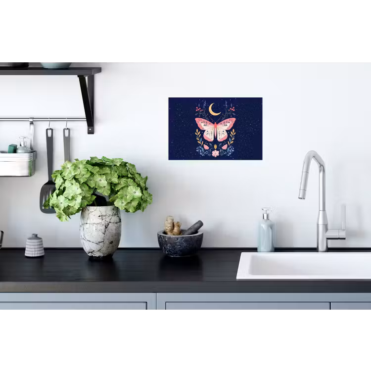 Vlinder - Maan - Bloemen - Sterrenhemel Muursticker klein -keuken