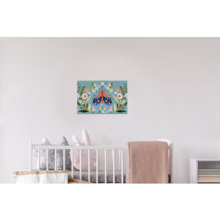 Vlinder - Sierlijk - Bloemen - Bladeren Muursticker klein -kinderkamer