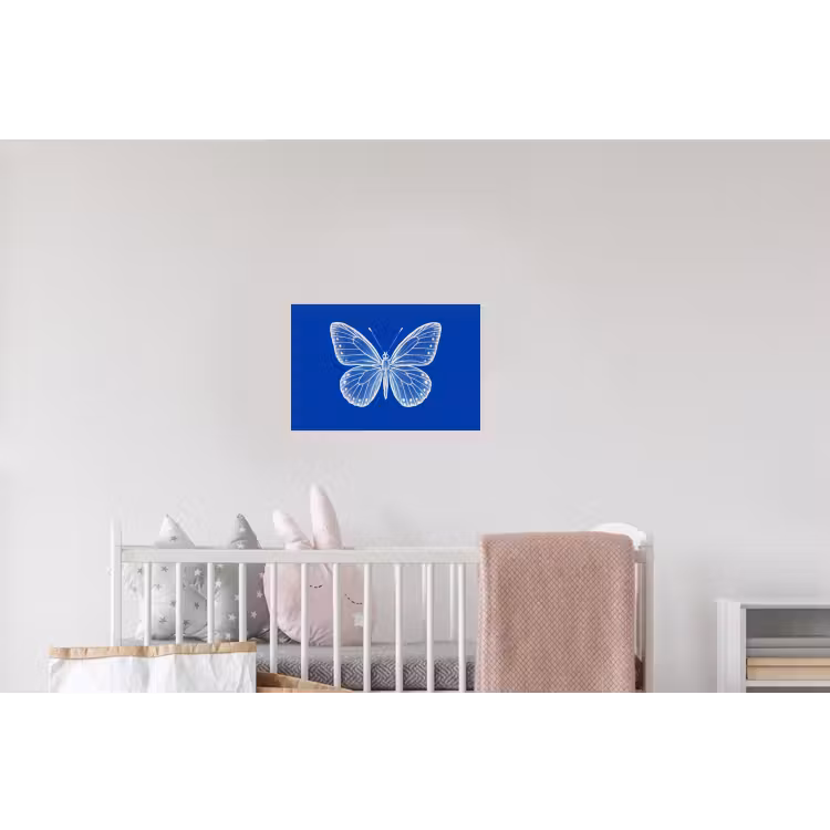 Vlinder - Wit - Getekend - Stippen Muursticker klein -kinderkamer