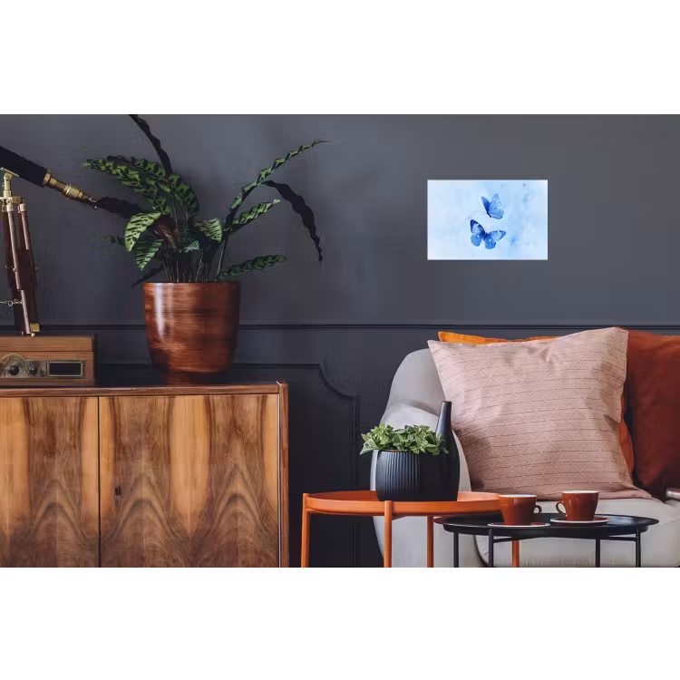 Vlinders - Sierlijk - Blauw Muursticker klein -kamerbank