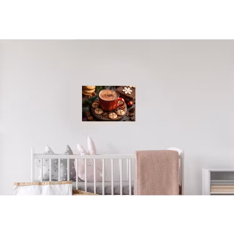 Chocolademelk - Mok - Winter - Kerst - Gezelligheid Muursticker klein -kinderkamer