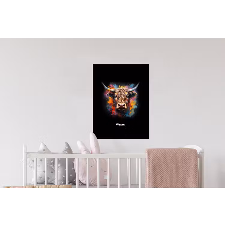 Schotse hooglander als graffiti art Muursticker klein -kinderkamer