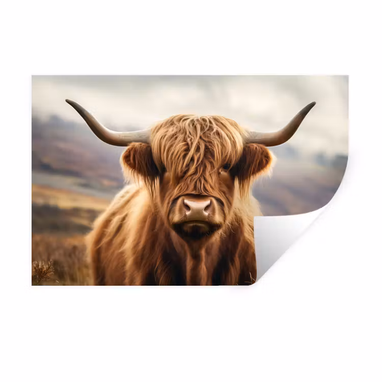 Schotse hooglander - Landschap - Dier Muursticker klein -3d