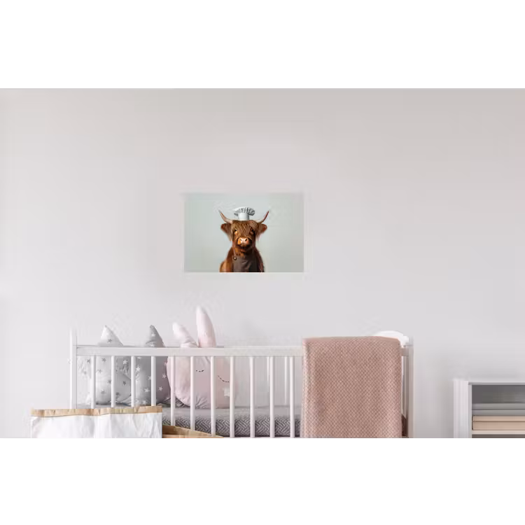 Schotse Hooglander - Bruin - Hoorns - Kokskleding Muursticker klein -kinderkamer