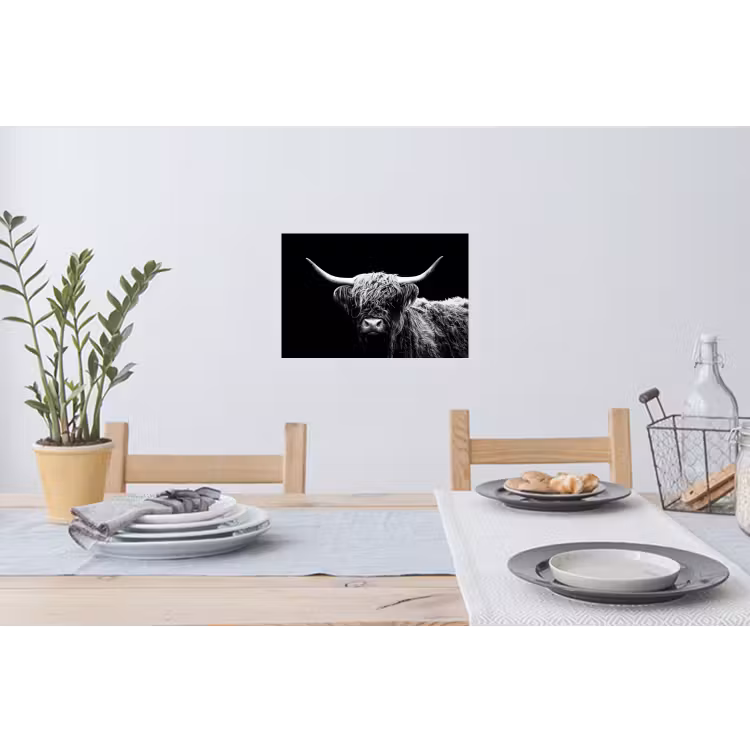 Schotse Hooglander - Koe - Zwart - Wit - Dieren Muursticker klein -eettafel
