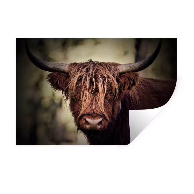 Schotse hooglander - Licht - Portret - Natuur Muursticker klein -3d