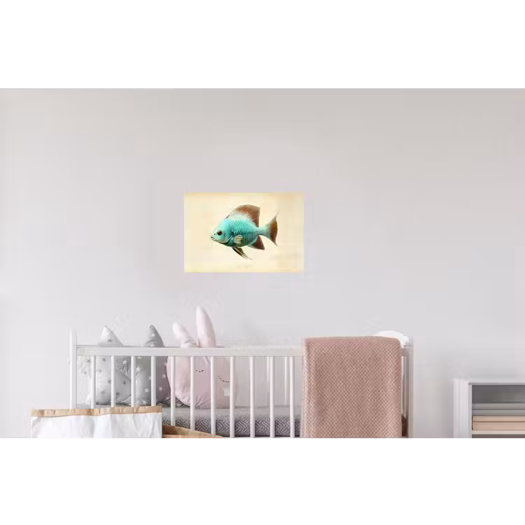 Schubben - Vis - Mint - Minimalistisch Muursticker klein -kinderkamer