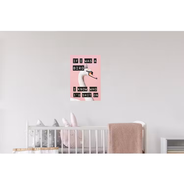 Zwaan - Vogel - Decoratie - Roze Muursticker klein -kinderkamer