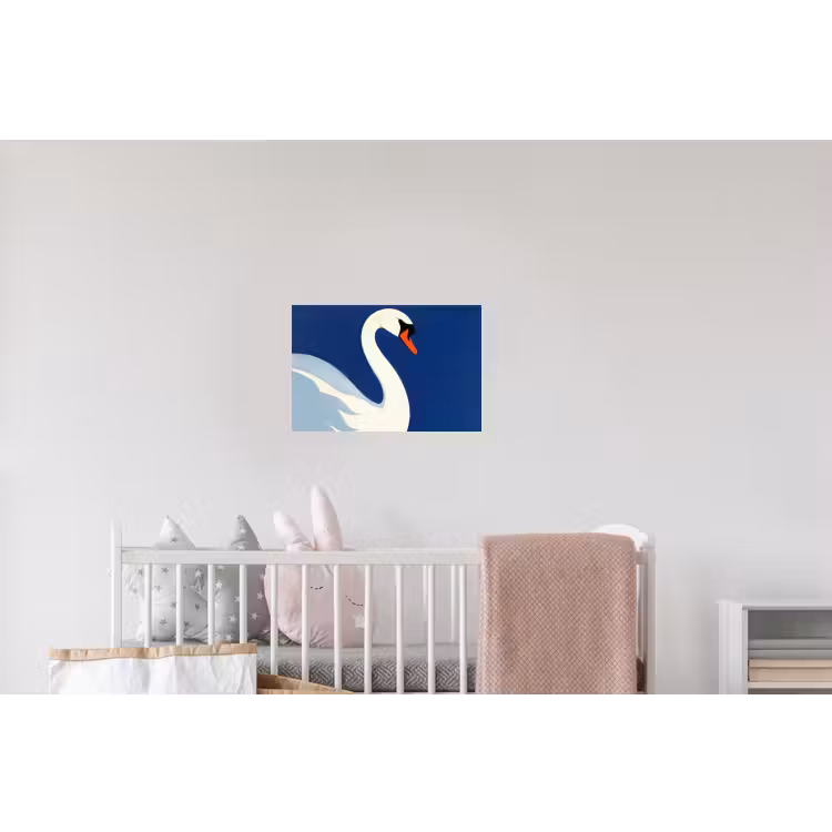 Zwaan - Wit - Snavel - Illustratie Muursticker klein -kinderkamer