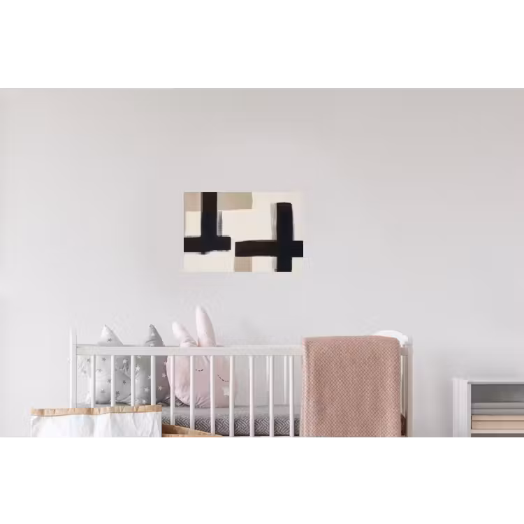 Zwart - Abstract - Japandi Muursticker klein -kinderkamer